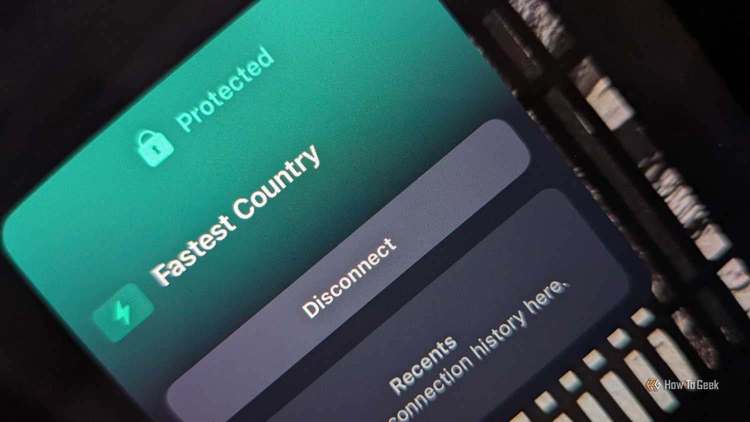 Proton VPN widget on iPad with VPN connected.
