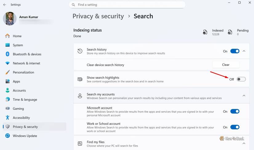 Опция показа новостей в настройках поиска.