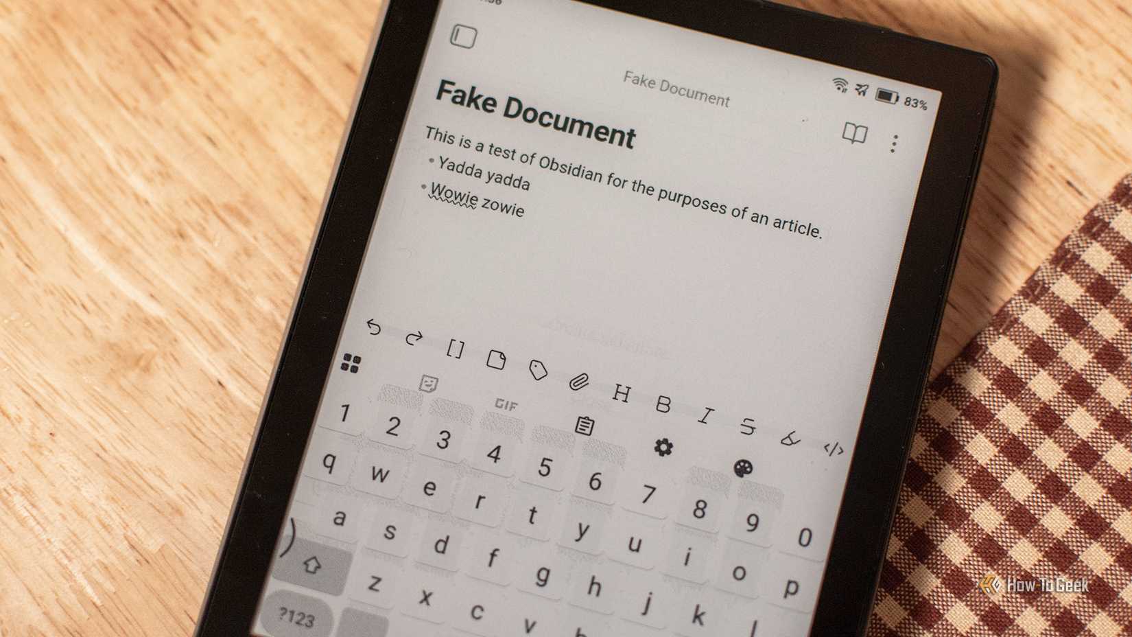Writing with Obsidian on a BOOX Poke 5 eReader.