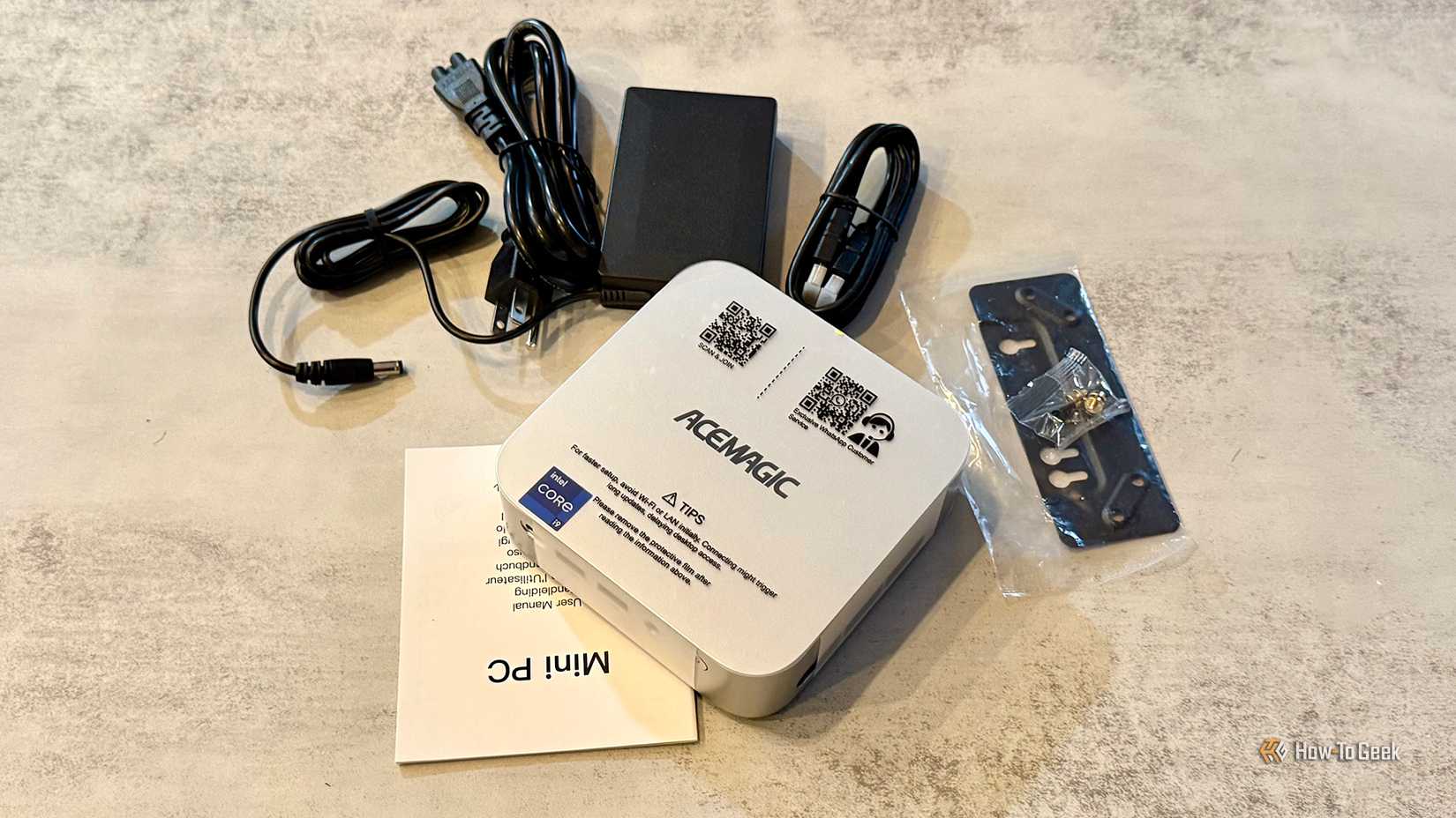 ACEMAGIC M1 Mini PC package contents.