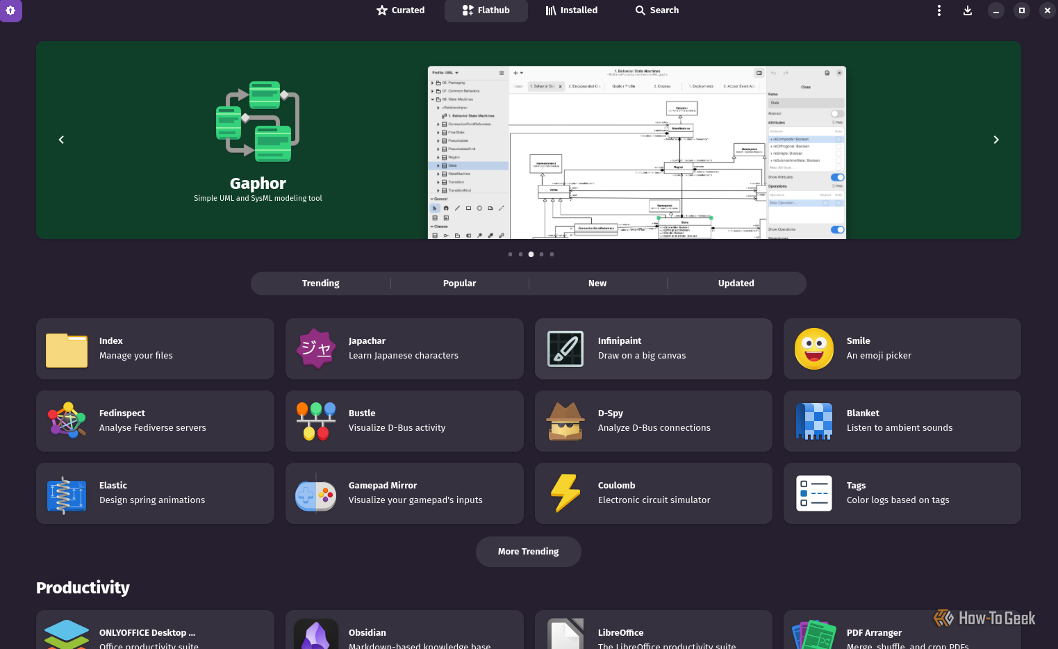 The Bazaar app on Linux for installing Flatpaks