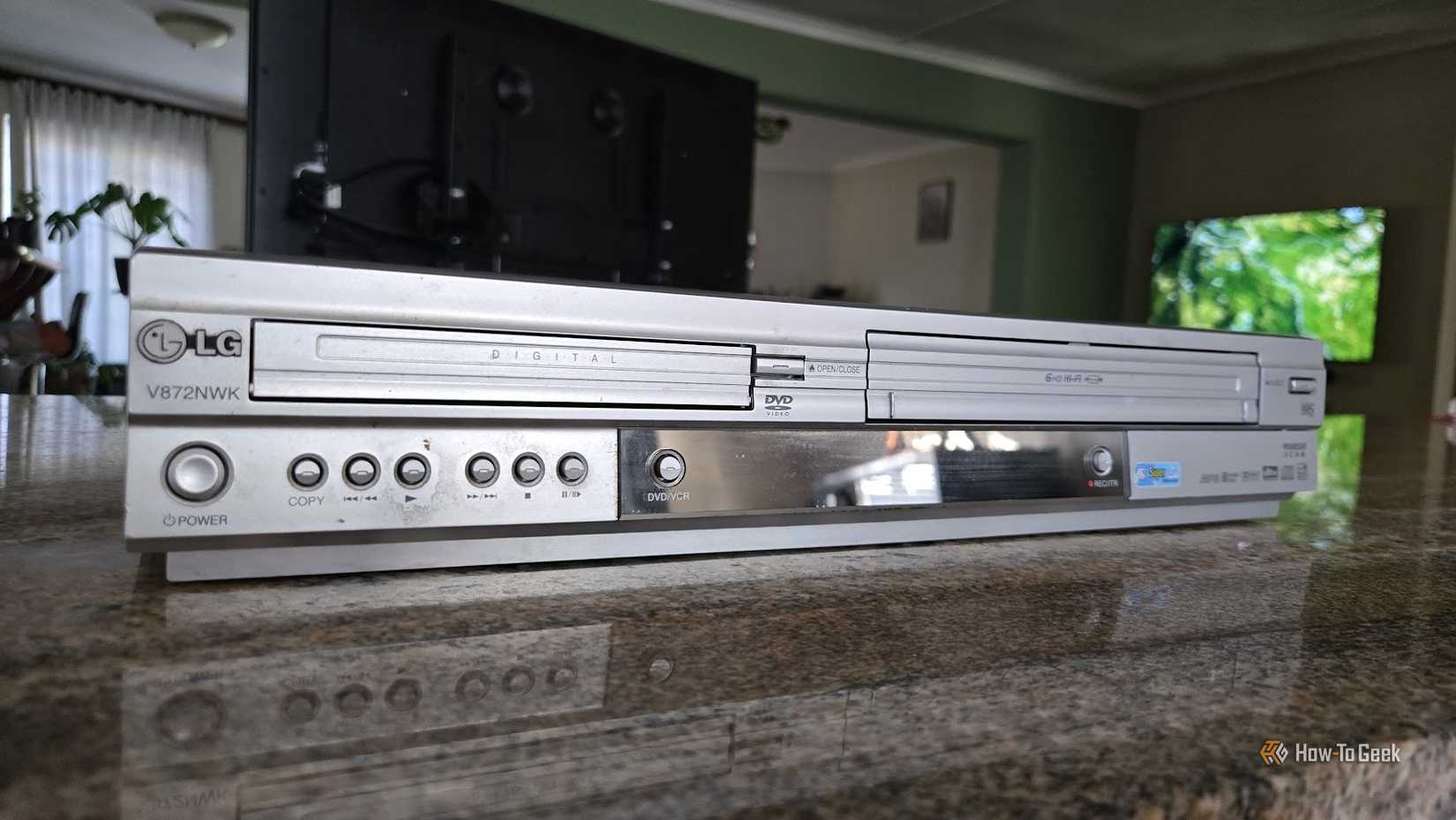 A DVD VCR combo machine.