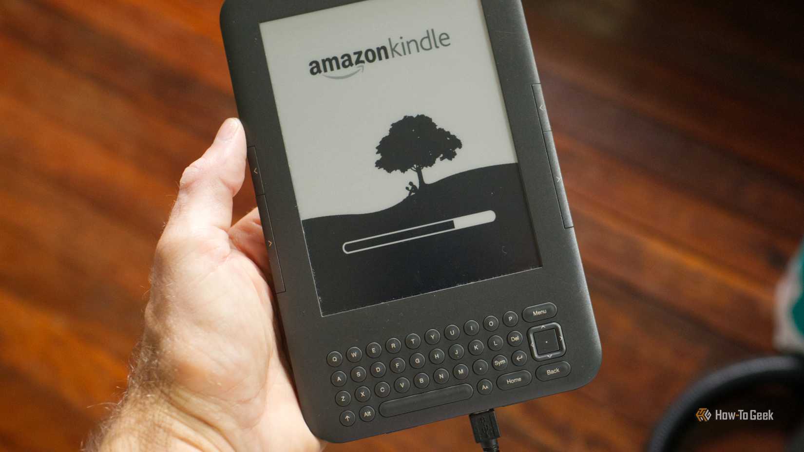 A Kindle third generation eReader booting.