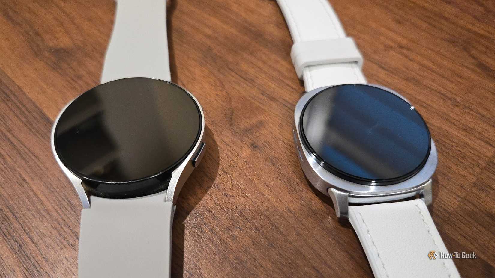 A Samsung Galaxy Watch 6 next to a Galaxy Watch 8 on a flat surface