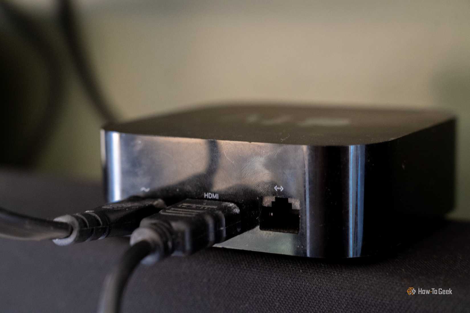 The back of an Apple TV 4K first generation showing the Ethernet port.