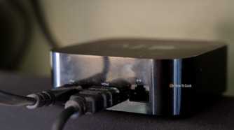 The back of an Apple TV 4K first generation showing the Ethernet port.
