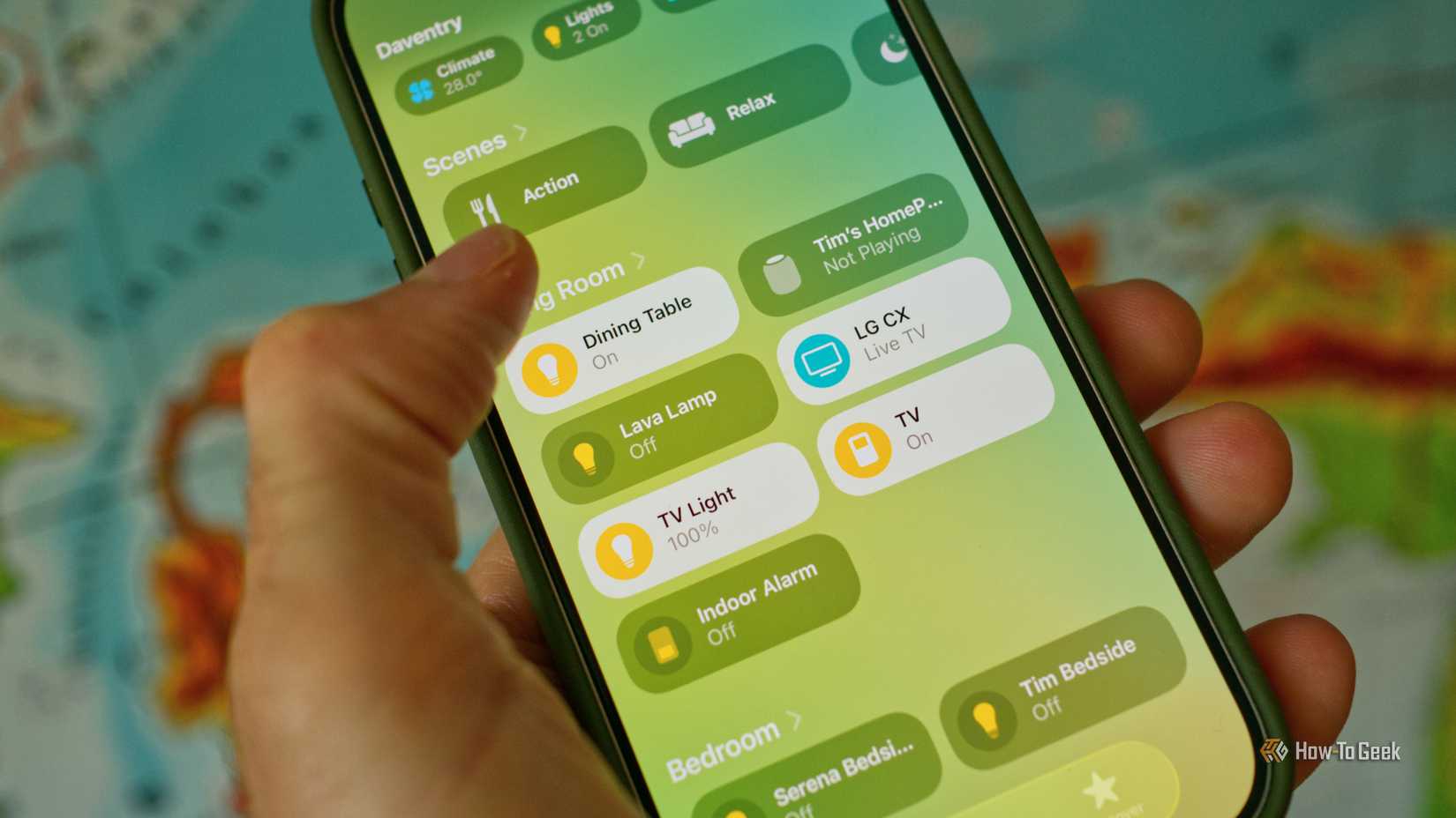 Controlling an Apple smart home and Home Assistant via an iPhone.