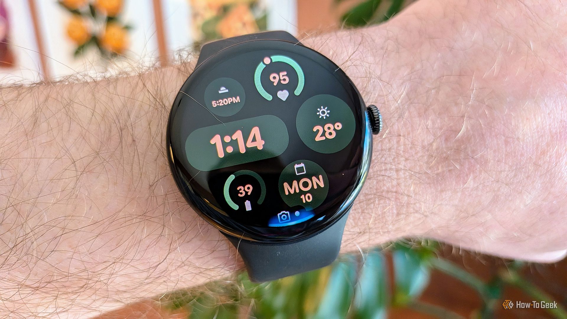 Mostrador do relógio do Google Pixel Watch.