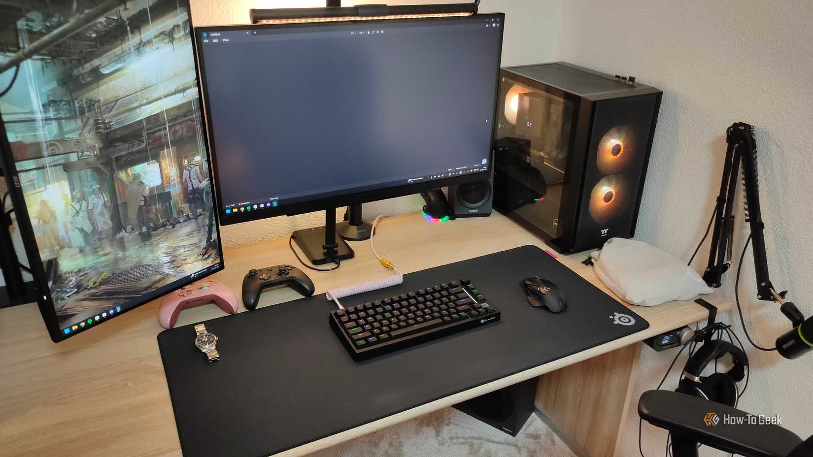 Hook-and-loop strips are the best way to keep your computer desk tidy