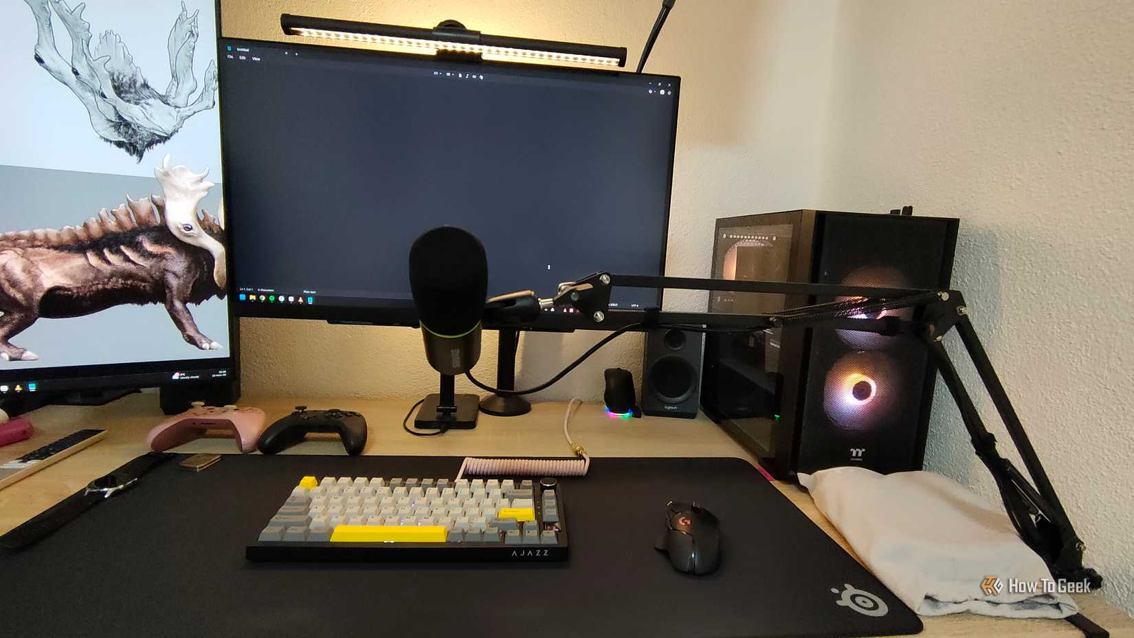 A Shure MV6 microphone mounted on a microphone arm.