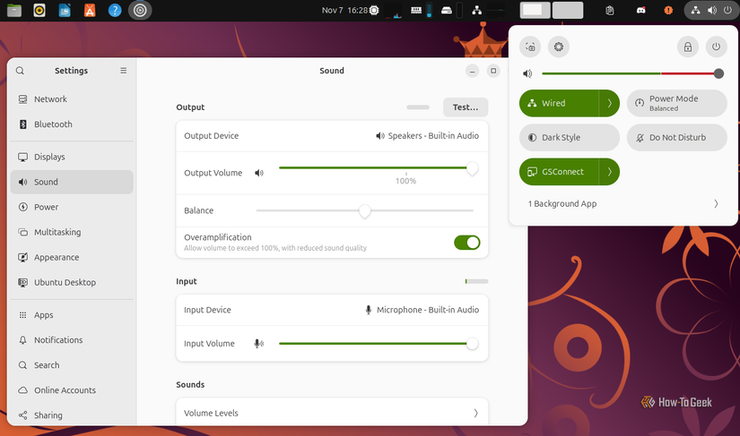 Increasing the sound on Ubuntu 25.10 using overamplification.
