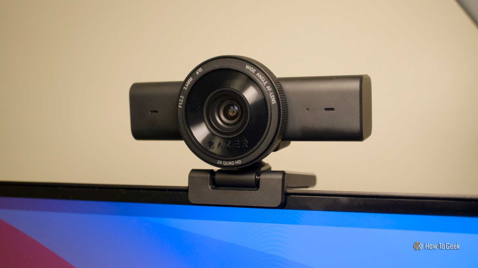 Razer Kiyo V2 X webcam on a monitor