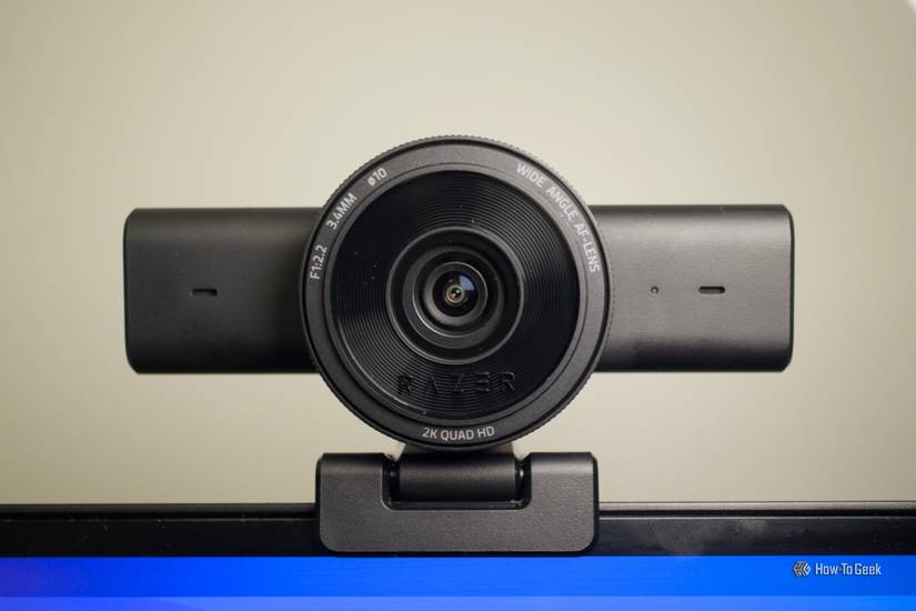 Razer Kiyo V2 X webcam on top of a monitor