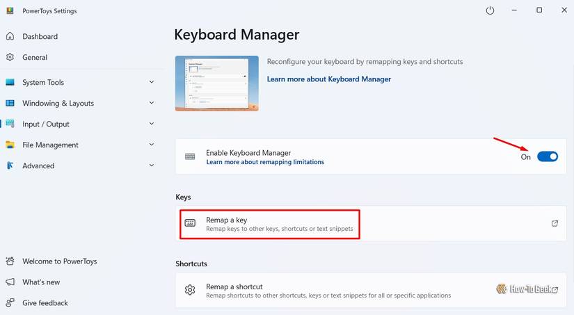 Remapear uma opção principal no Microsoft PowerToys.