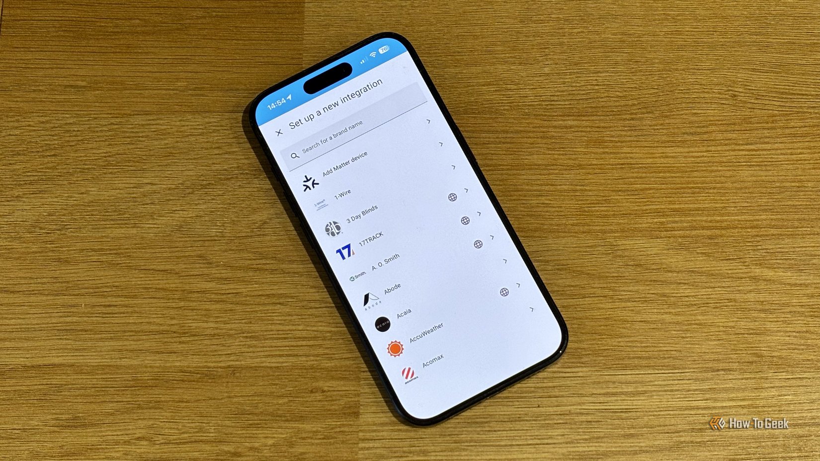 The Set Up a New Integration screen in Home Assistant on an iPhone.