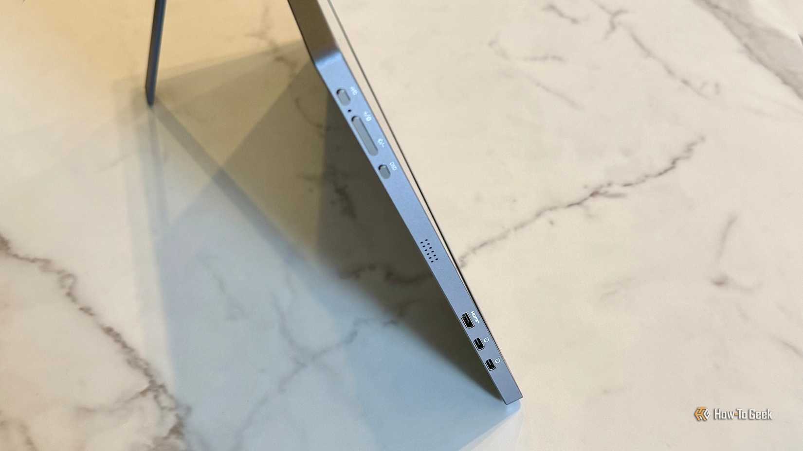 Side buttons and ports on the Arzopa Z3FC 16.1-Inch Portable Monitor.