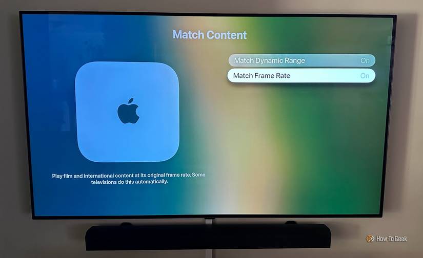 Apple TV match content settings on an OLED TV.