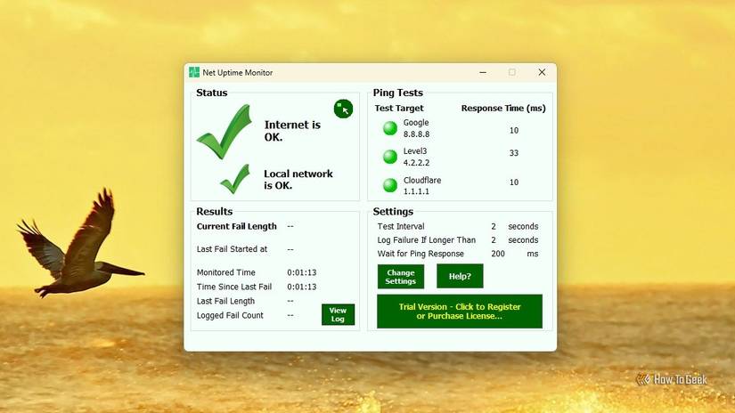 A screenshot of the Net Uptime Monitor tool.