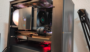 A gaming PC with five cooling fans and a CPU cooler.