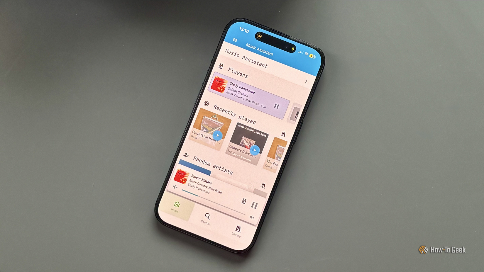 The Home Screen of Music Assistant on an iPhone.