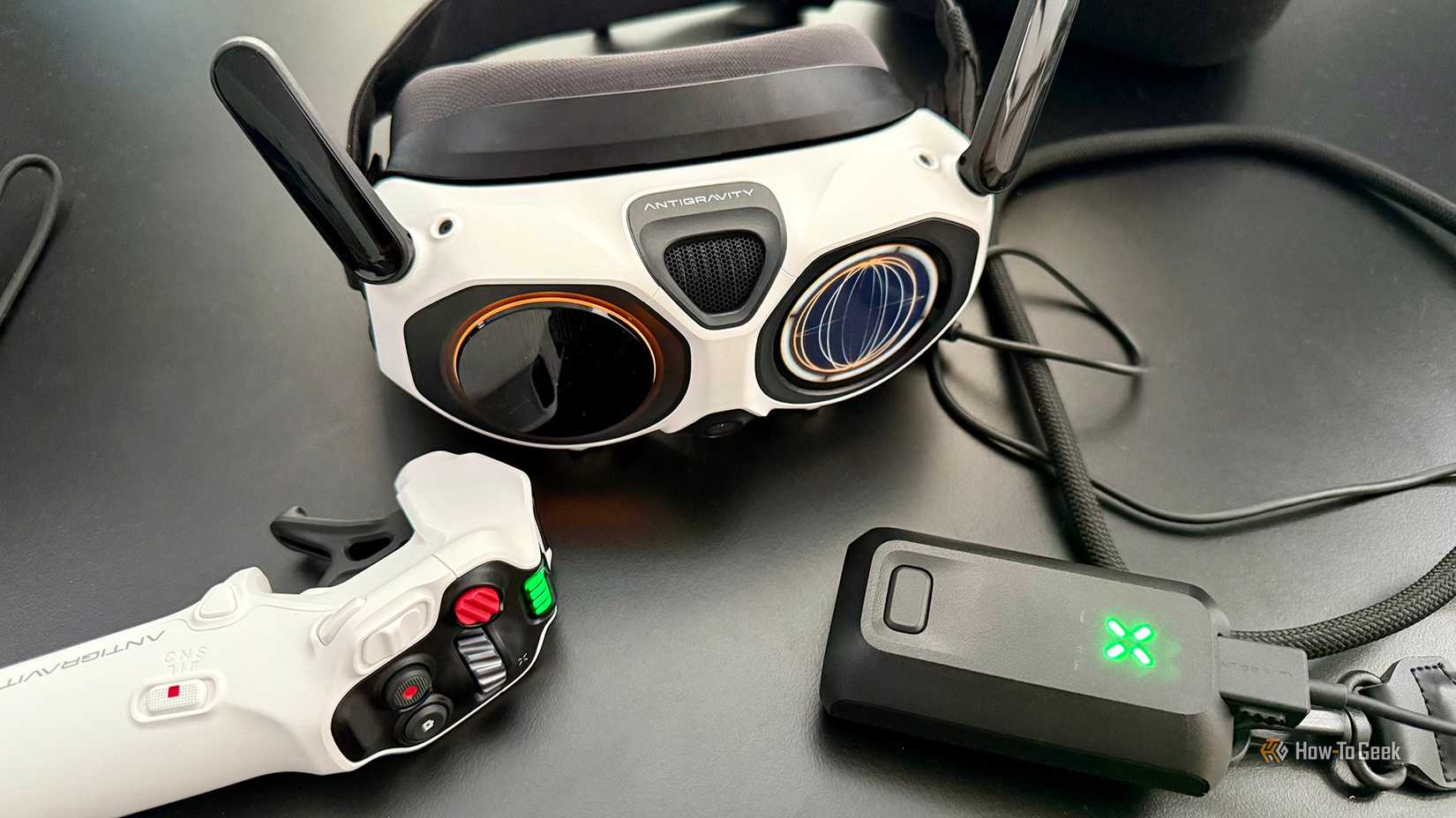 Antigravity A1 Drone Vision Goggles and battery, and Grip Motion Controller.