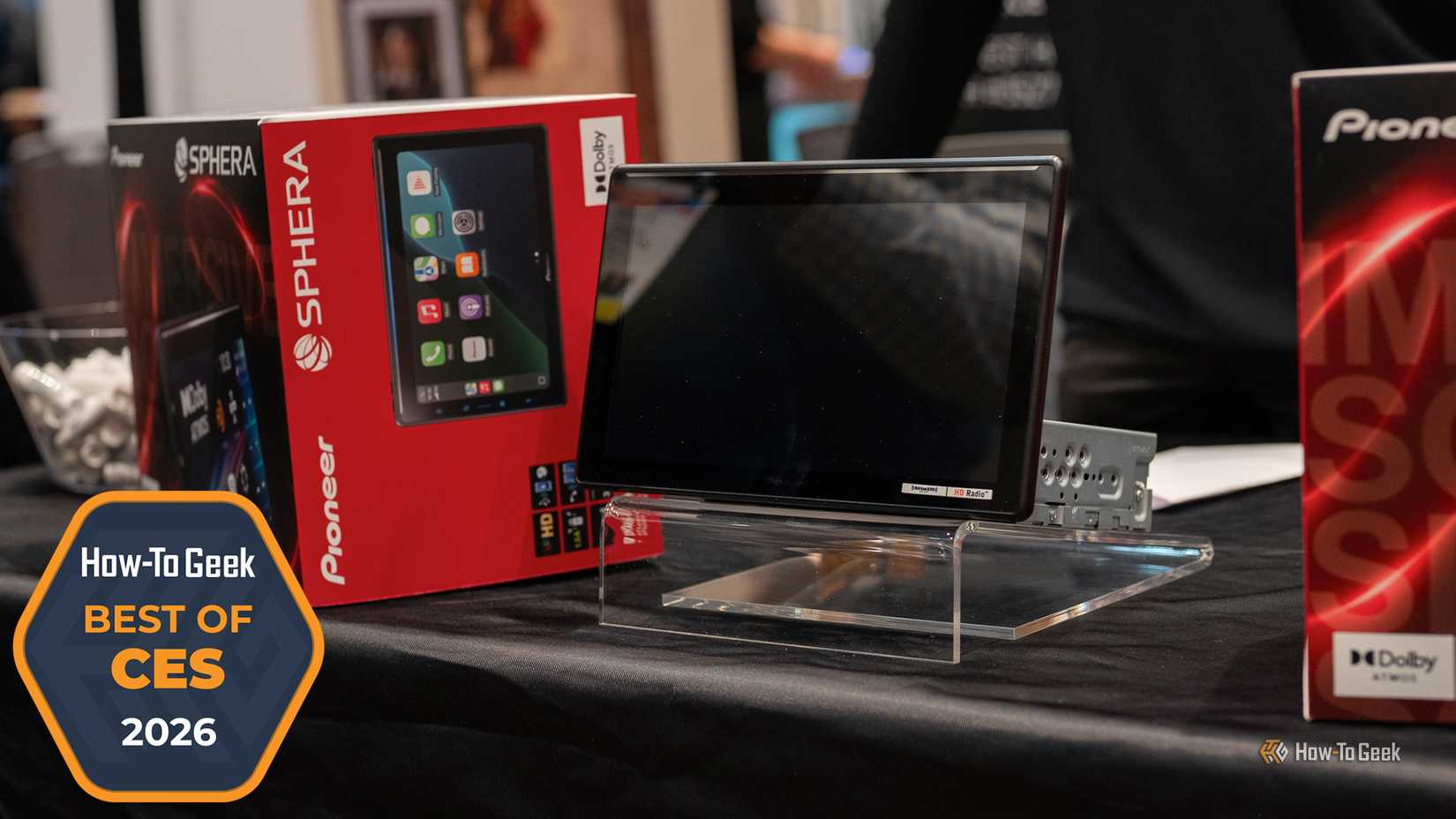 The Pioneer Sphera head unit on display at CES 2026.