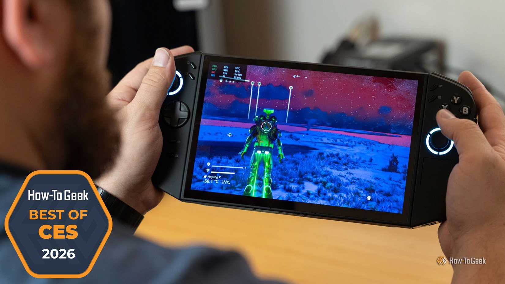 Someone playing a video game on the Lenovo Legion Go.