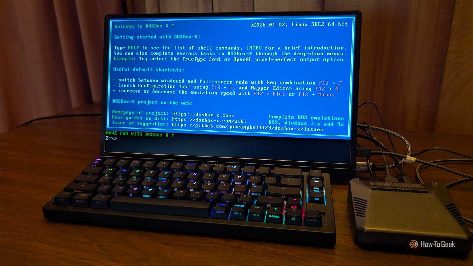 Raspberry Pi 4 с запущенным эмулятором DOSBox-X