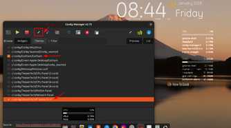 A screenshot showing how to customize Conky using the manager