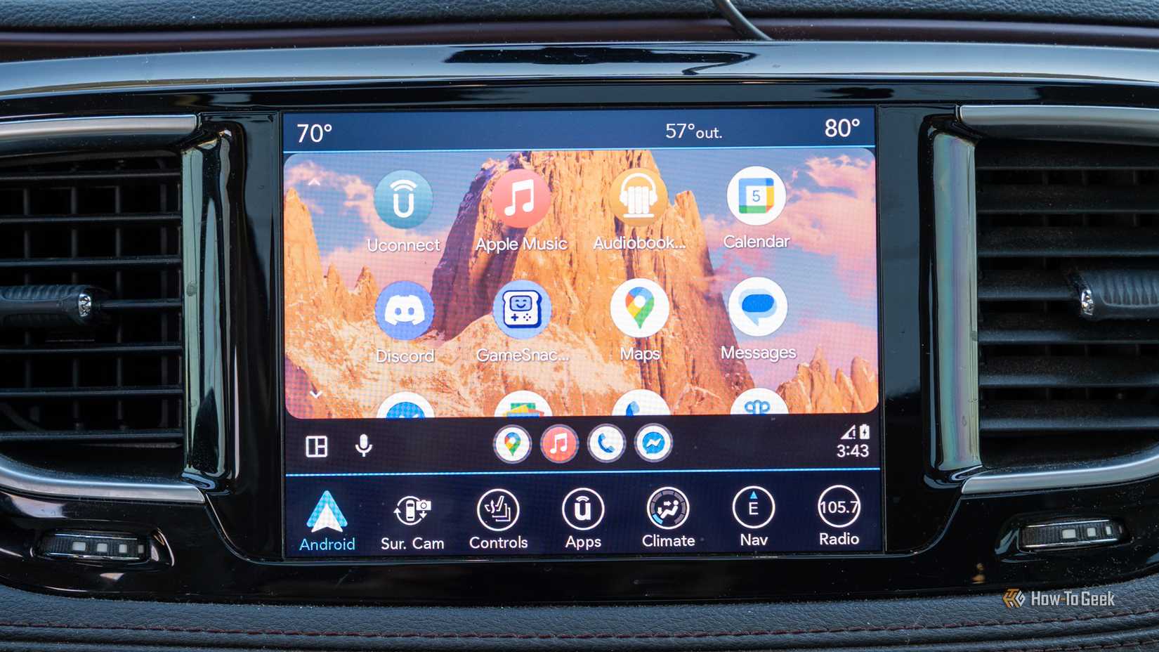 Android Auto app screen showing a list of apps with a few at the bottom.