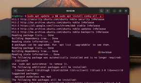 Command to update the system and install conky on Ubuntu