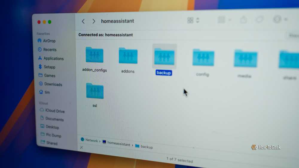 Home Assistant share points visible in macOS Finder