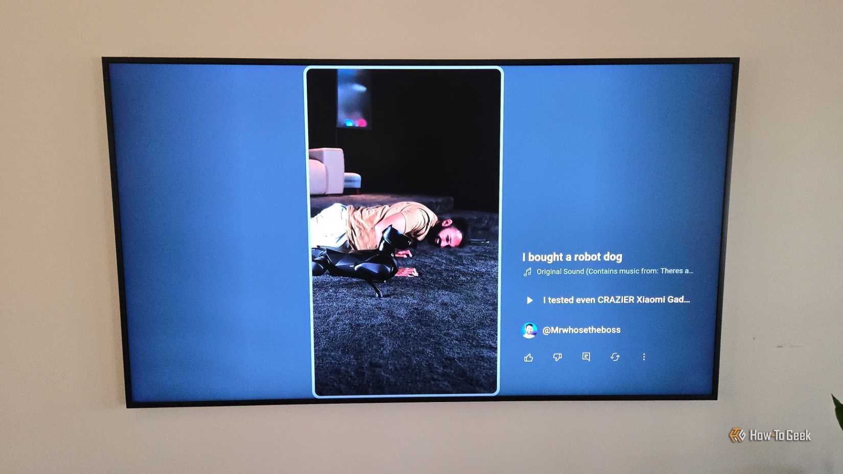 Vertical YouTube video on a Samsung Frame TV.