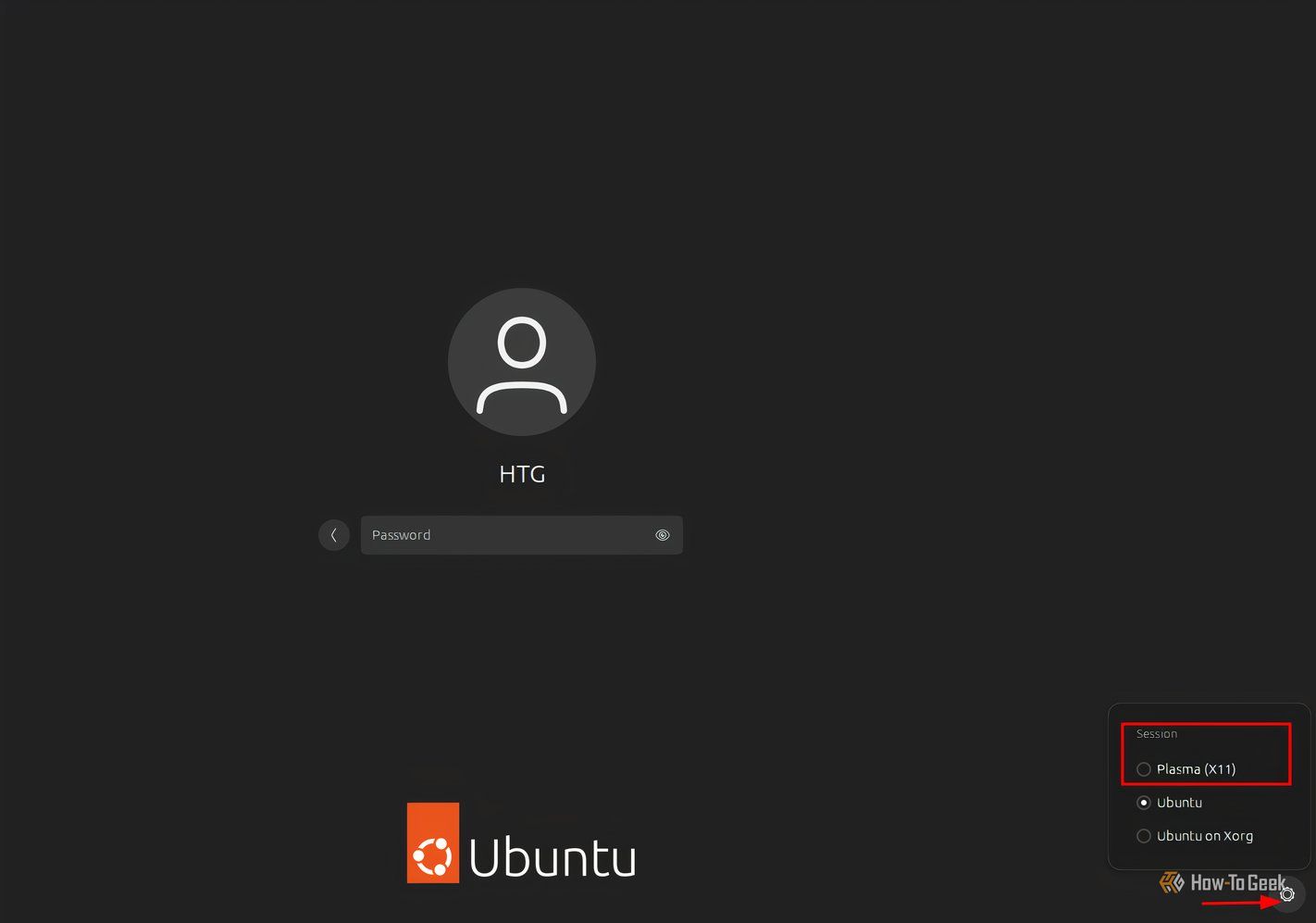 Selecting KDE Plasma desktop at the login screen