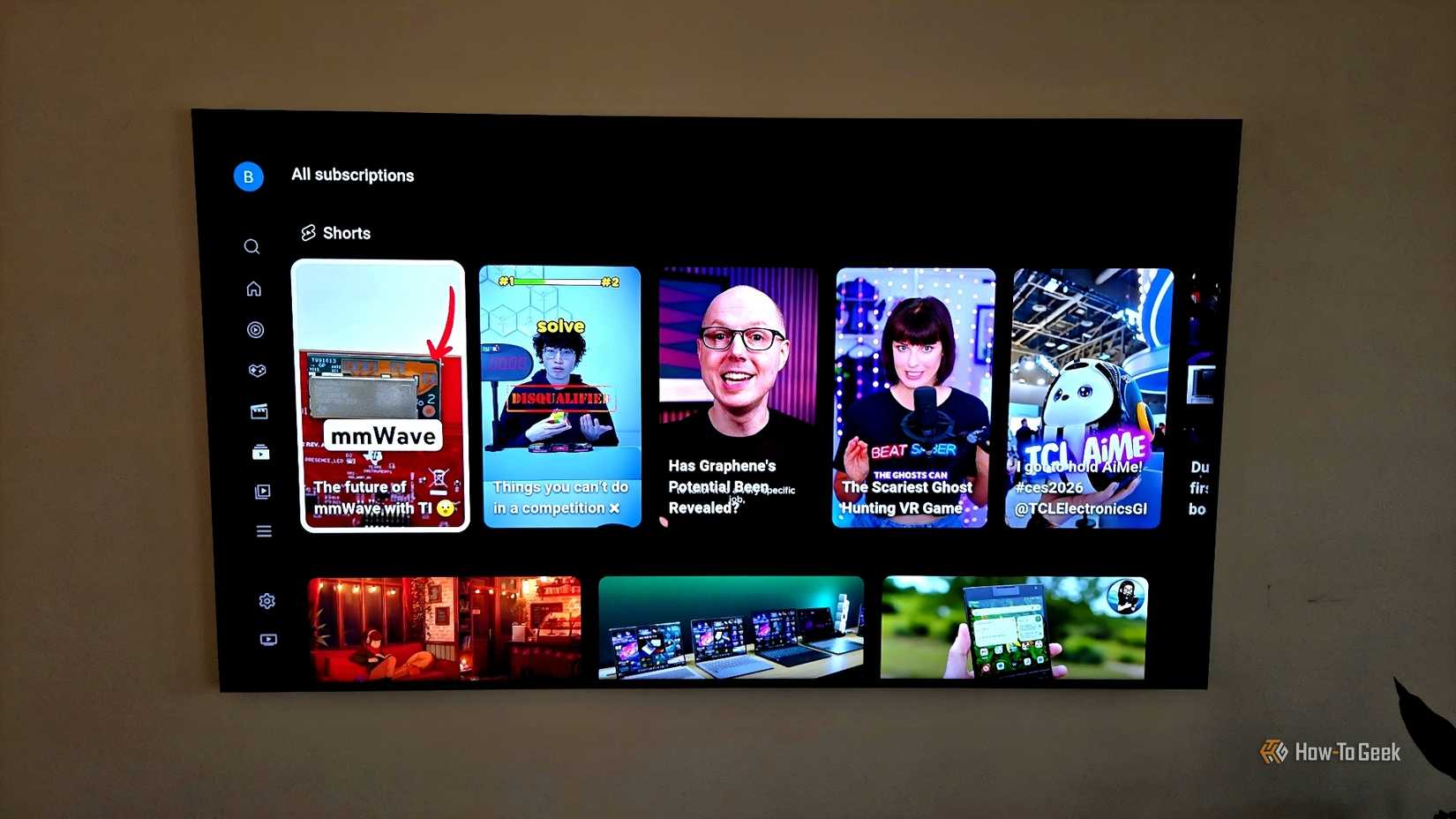 YouTube Shorts on in the YouTube app on a Samsung Frame TV.
