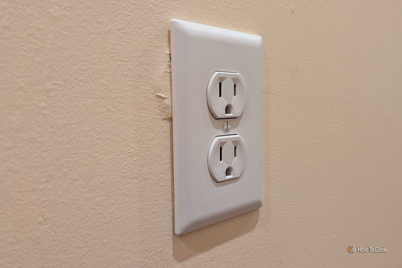 A power outlet with nothing plugged in.