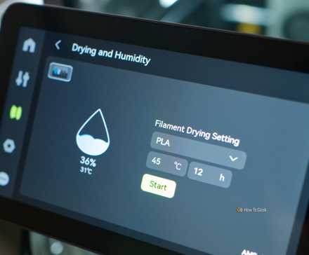 Bambu Labs P2S 3D printer filament dryer setting.