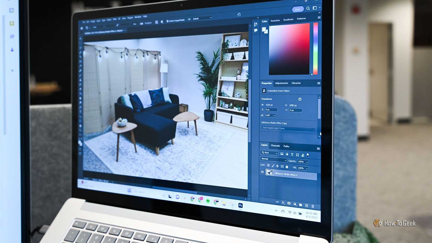 Editing with Photoshop on a MacBook.