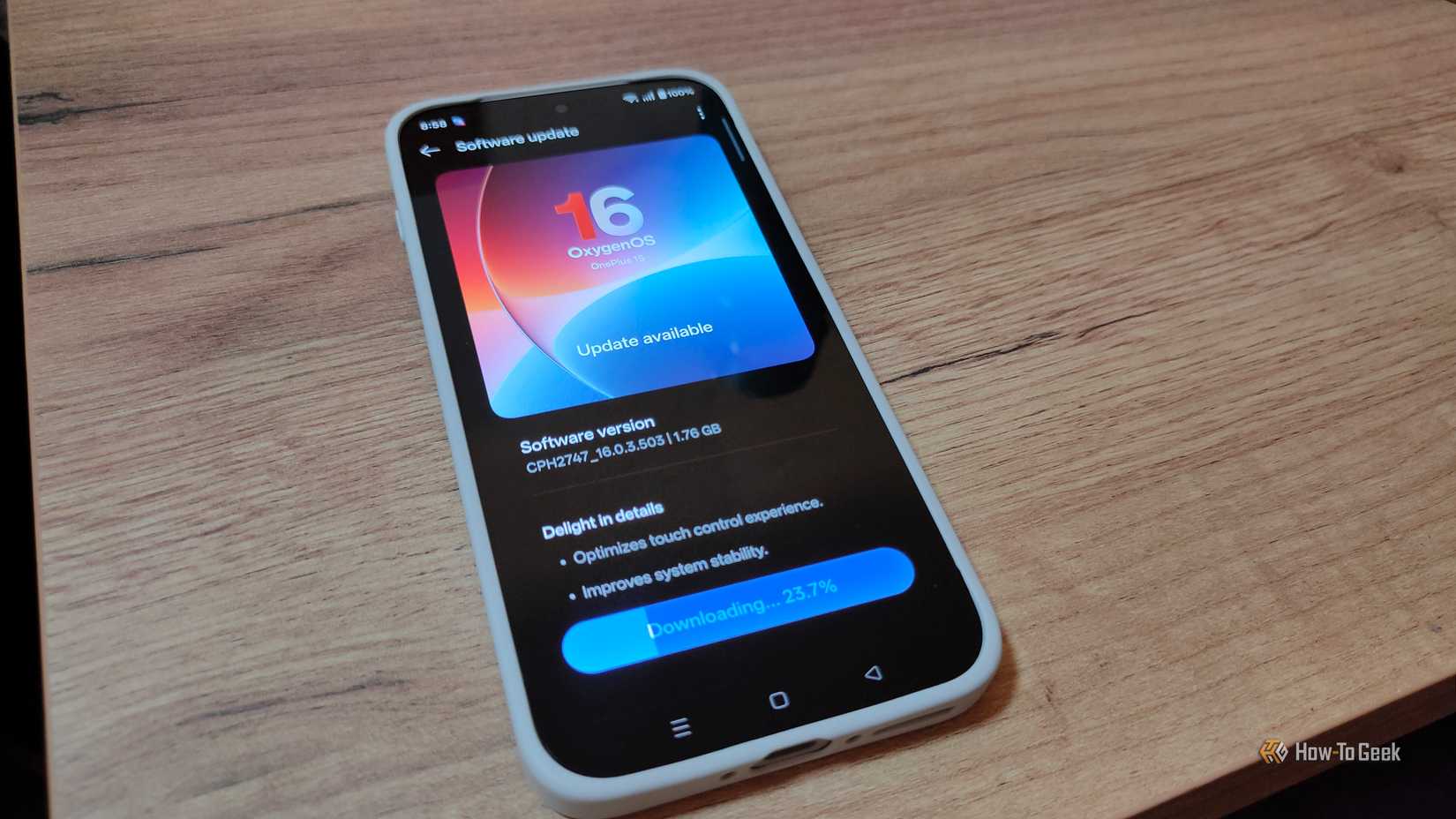 An available Android update on the OnePlus 15.