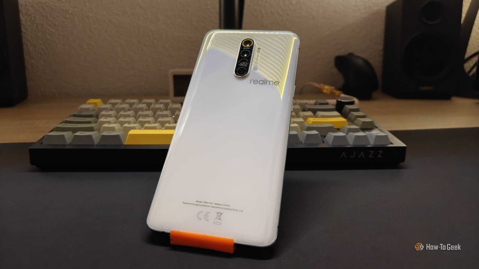 The Realme X2 Pro on a desk.