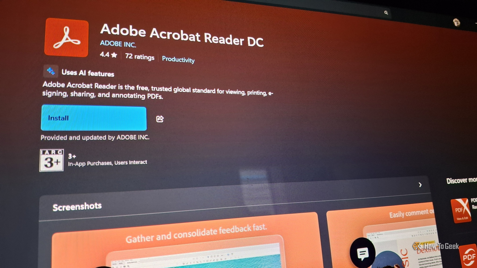 Adobe Acrobat Reader DC on Microsoft Store.