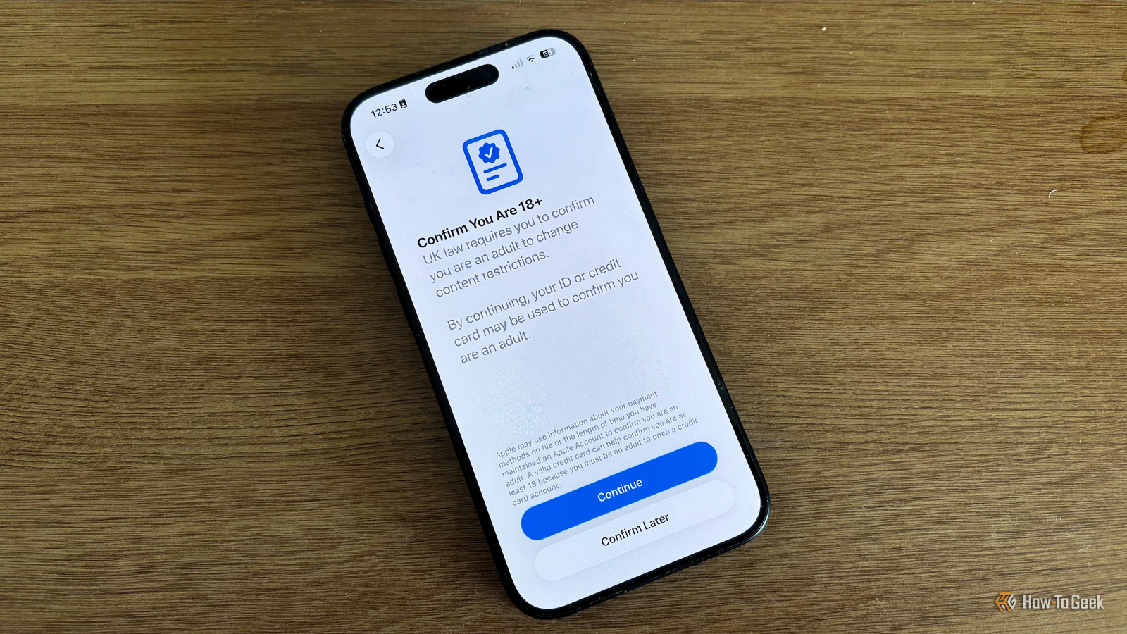 iPhoneのiOS 26.4年齢確認画面