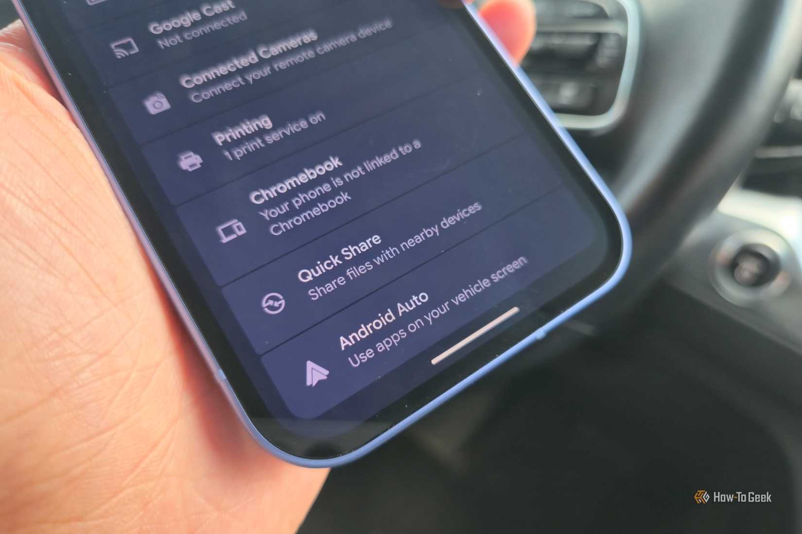 Android Auto settings on Google Pixel 10a.