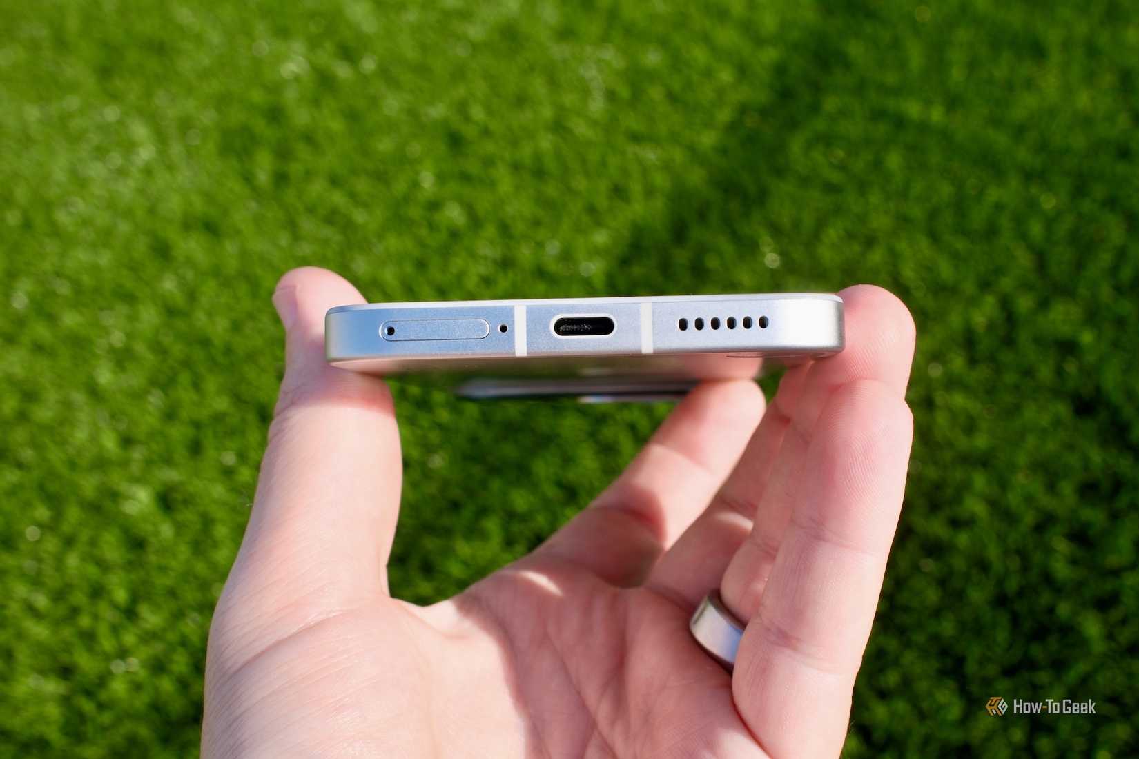 Botton view of the Nothing Phone 4a Pro.