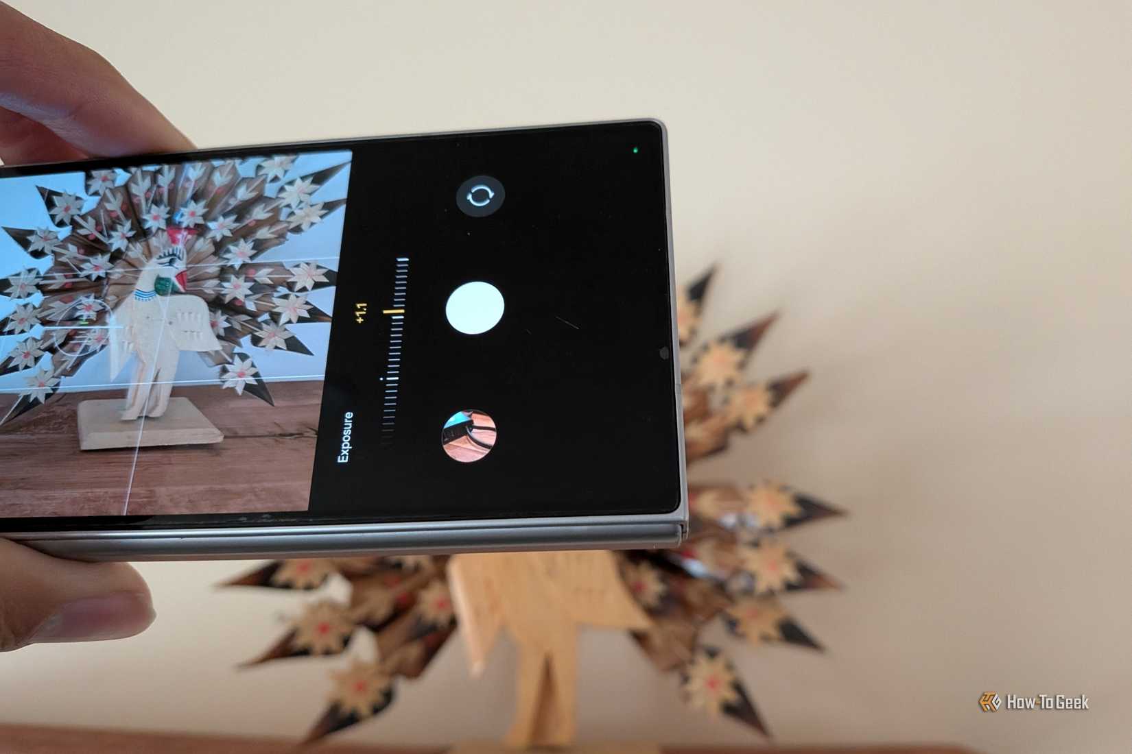 Exposure setting in the camera app on a Samsung Galaxy Z Fold 6.