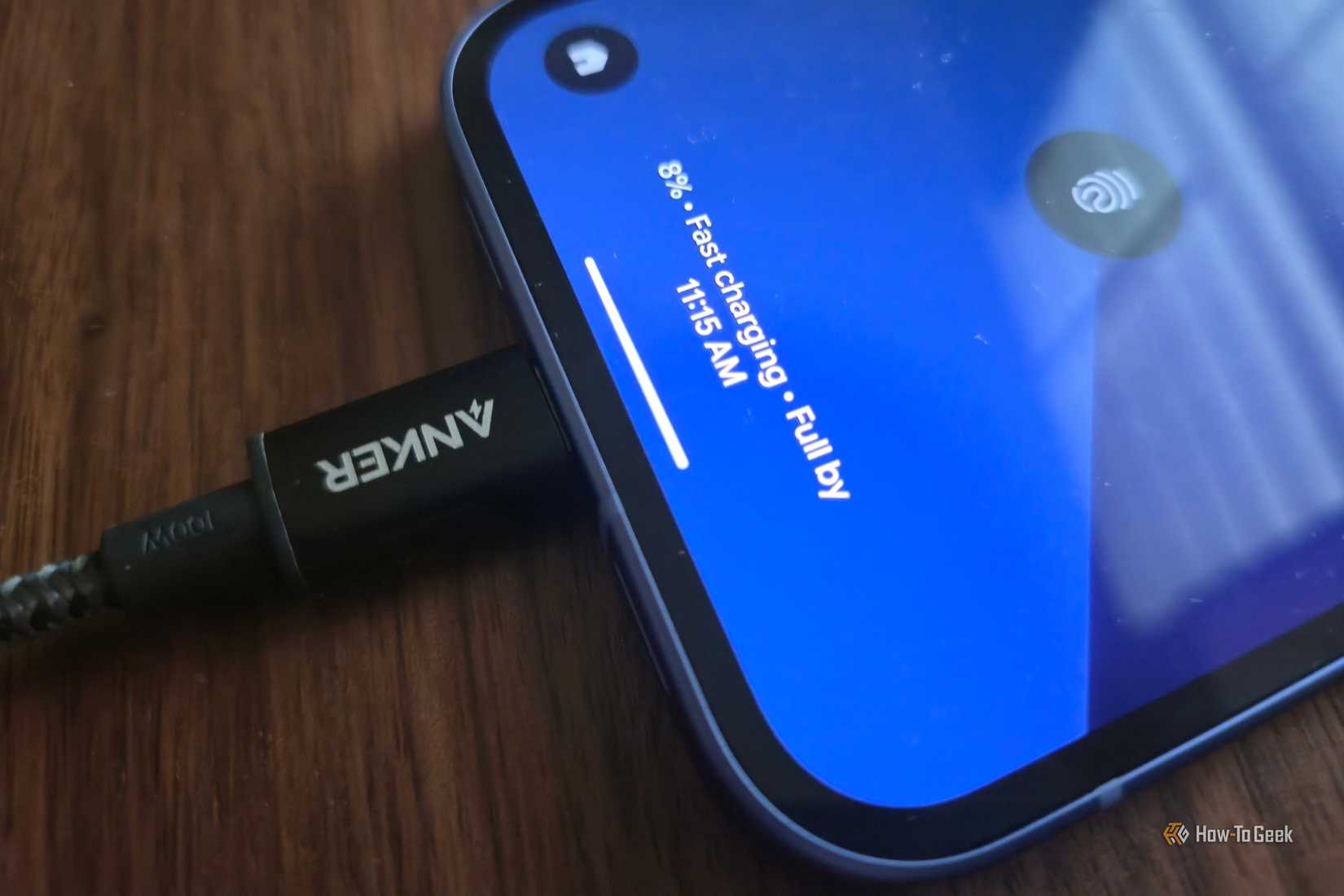 Google Pixel 10a charging at 30W from a 100W charger.