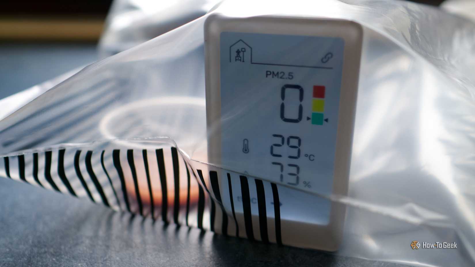 Humidity sensor in a bag with salt paste.