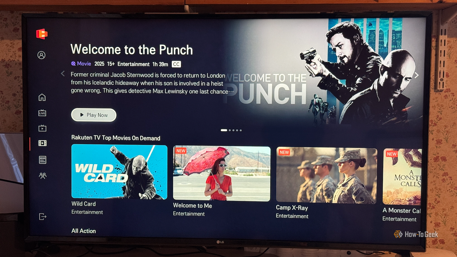 Movies in LG Channels on an LG TV.