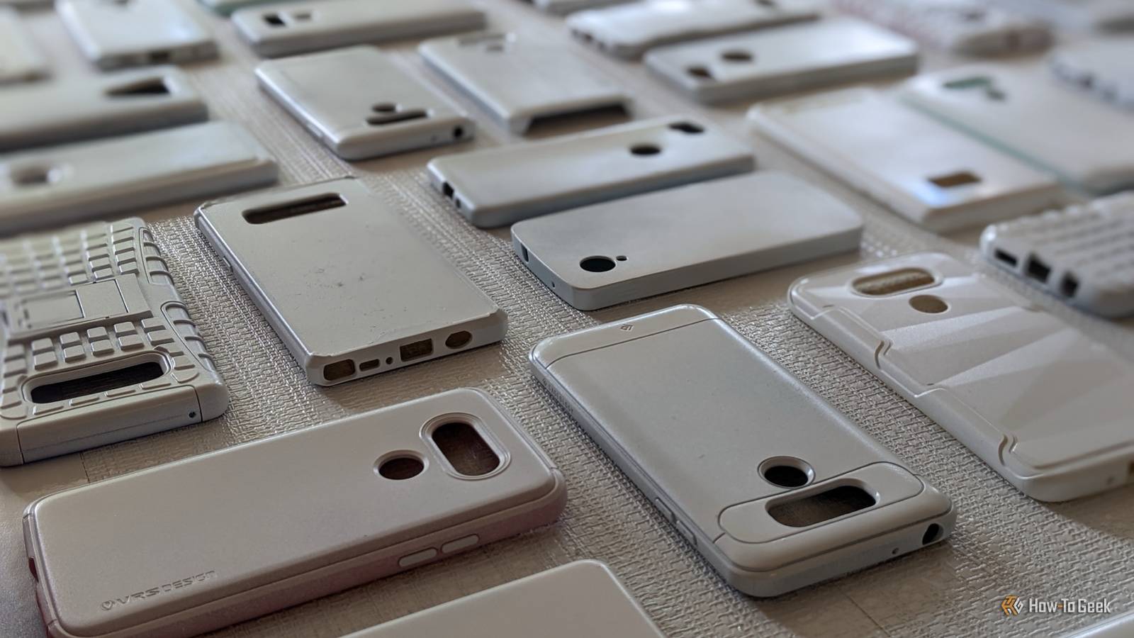 Phone cases painted white.