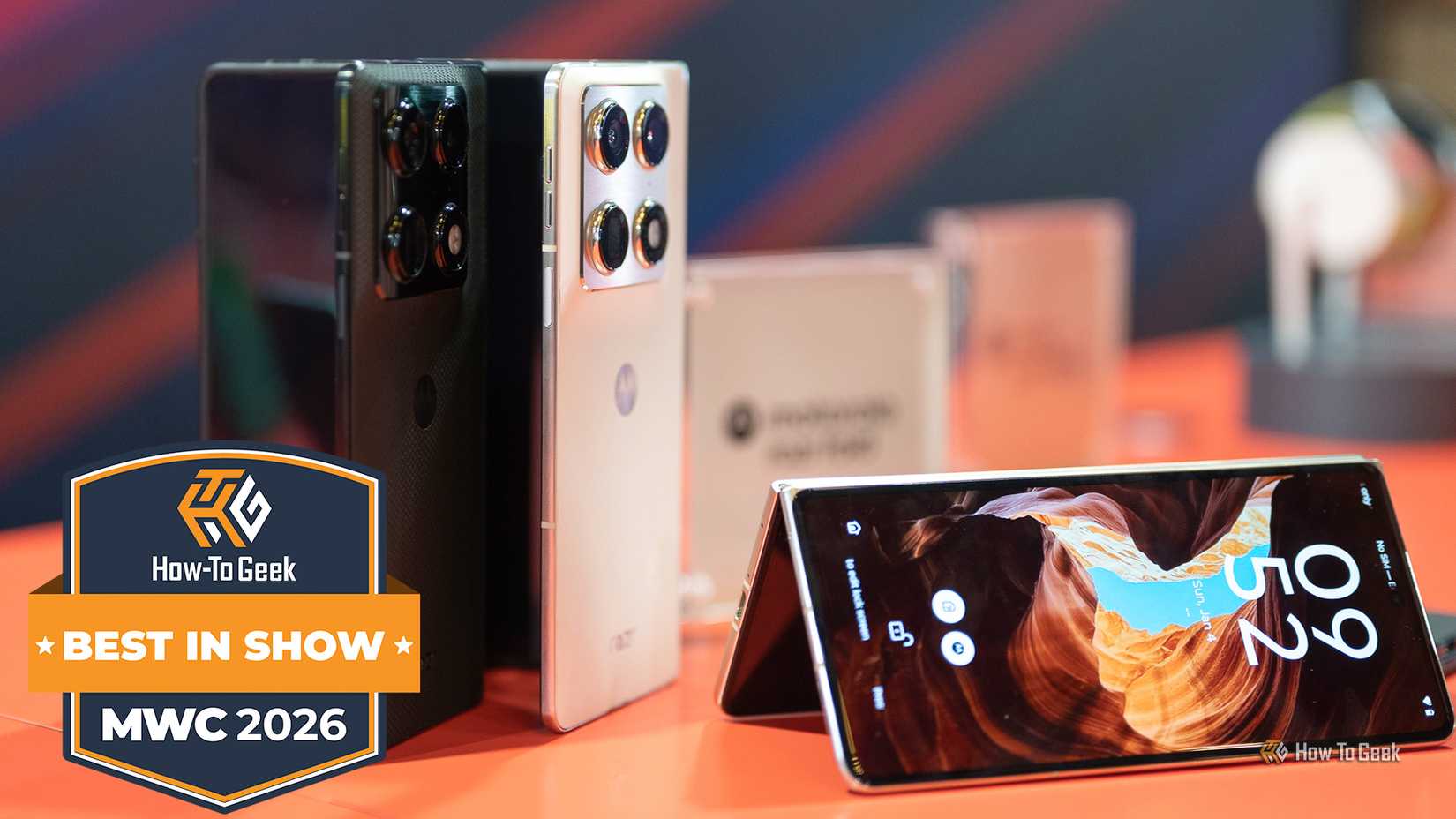 The Moto Razr Fold perched on a table at CES 2026.